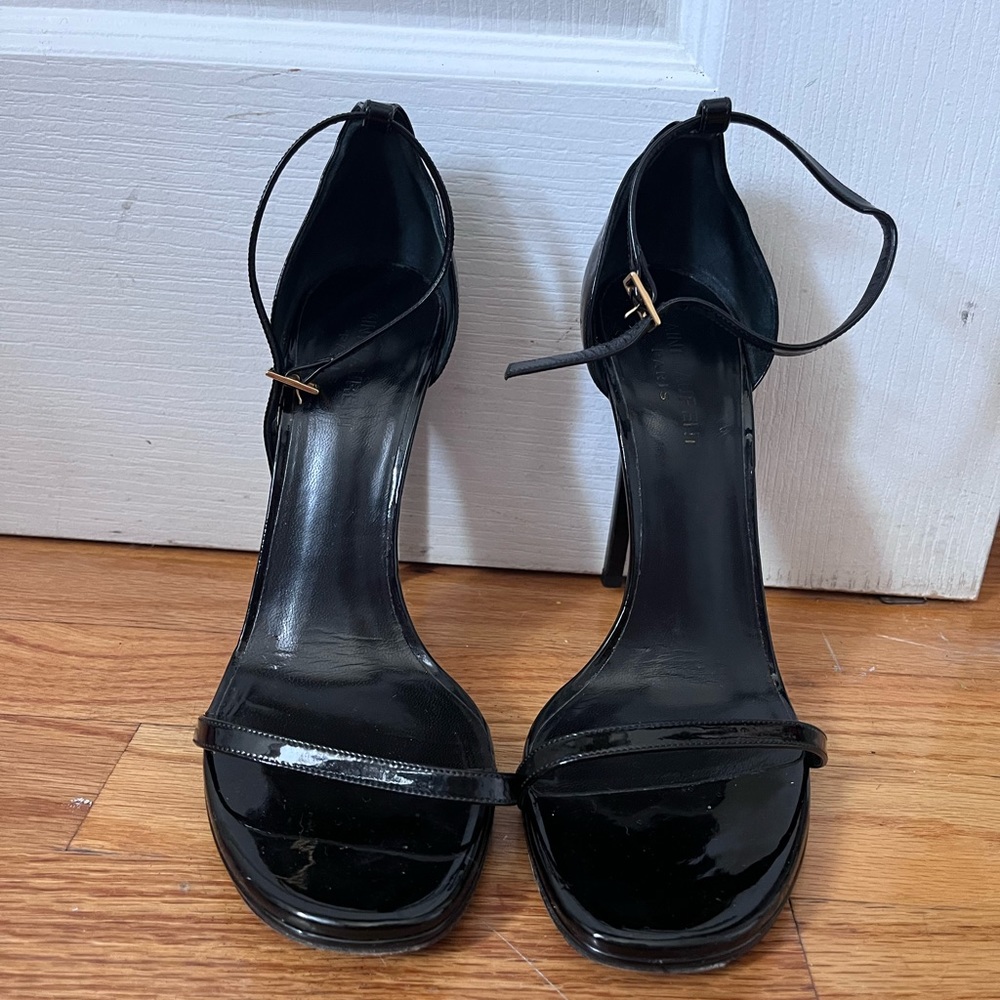 Saint Laurent Black Patent Jane sandal
